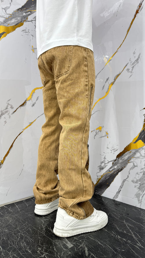 Jeans Brown Flare Shine