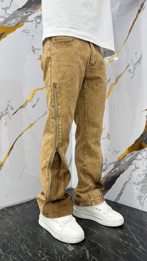 Jeans Brown Flare Shine