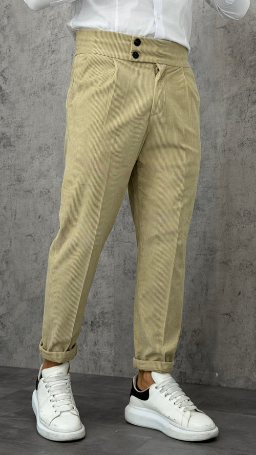 Pantaloni Side Button Velvet – Slim Fit