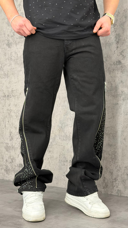 Jeans Baggy Black Sparkle Zip