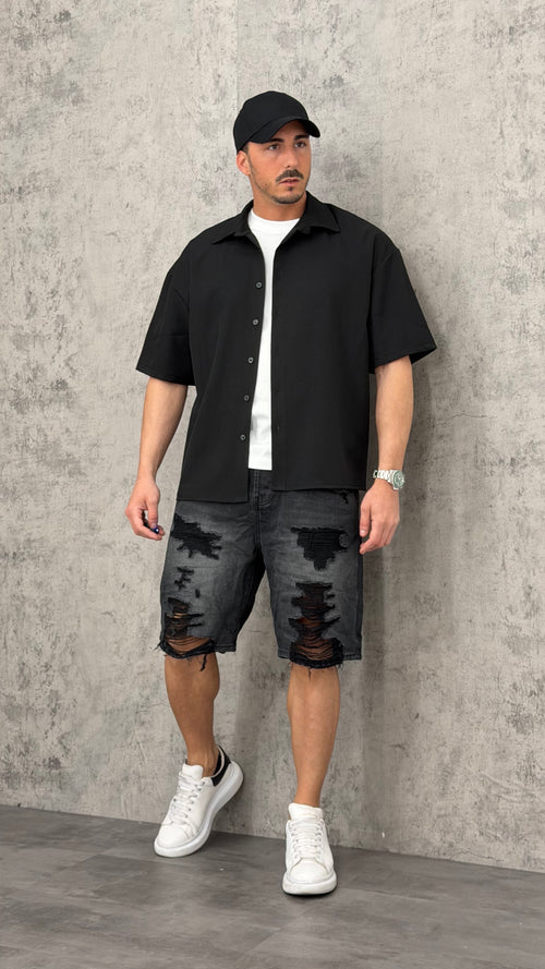 Pantaloncino Jeans Ripped Black