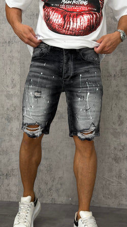 Pantaloncino Denim Black Paint