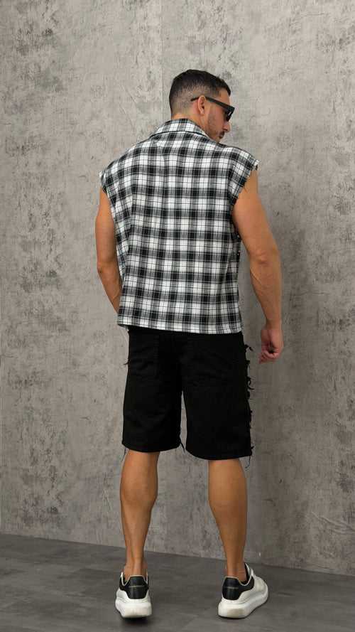 Camicia Smanicata Check Shine