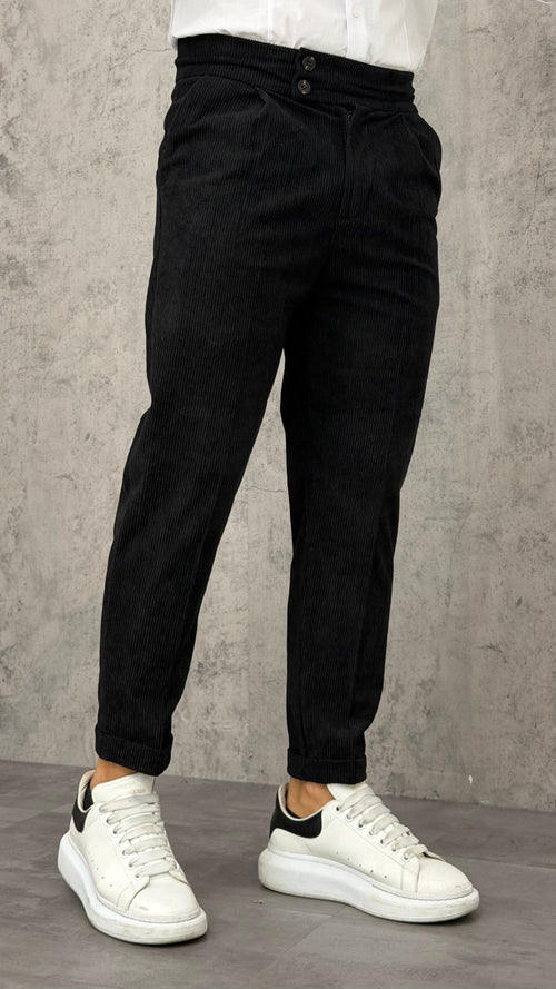 Pantaloni Side Button Velvet – Slim Fit