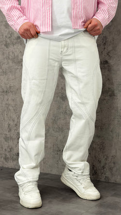 Jeans White Balloon Stitch