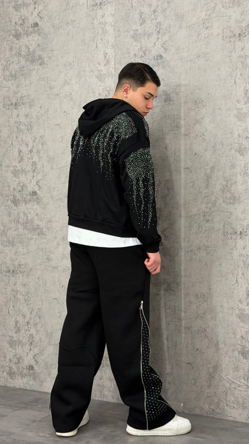 Felpa Fire Glitter Hood Zip