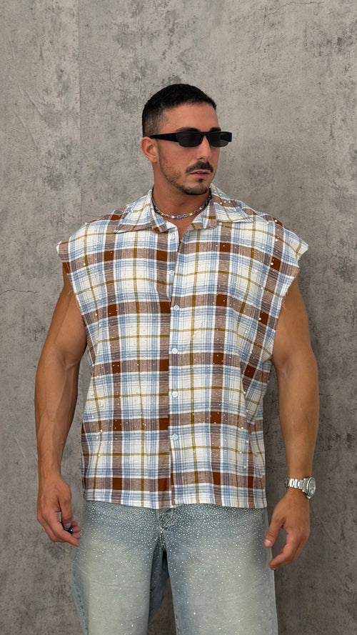 Camicia Smanicata Crystal Squared