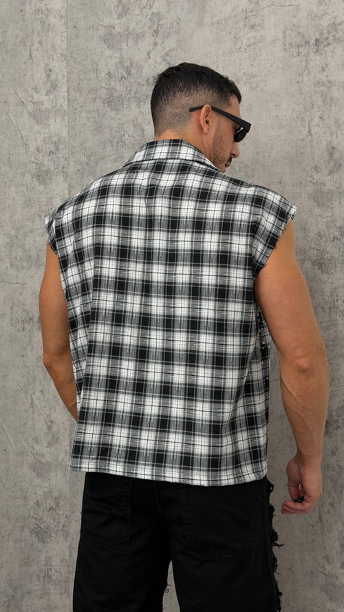 Camicia Smanicata Check Shine