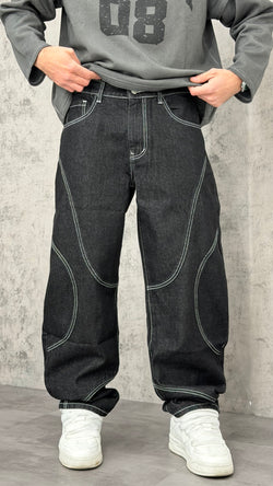 Jeans Black Balloon Stitch
