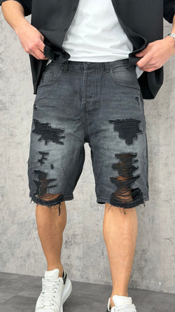 Pantaloncino Jeans Ripped Black
