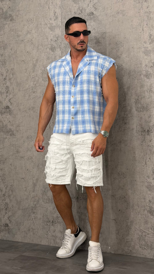 Camicia Smanicata Check Shine