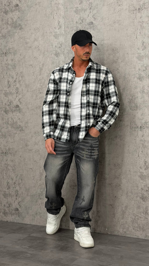 Jeans Baggy Black Shine Cross