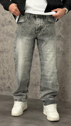 Jeans Baggy Shiny Front Grey
