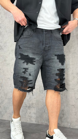 Pantaloncino Jeans Ripped Black