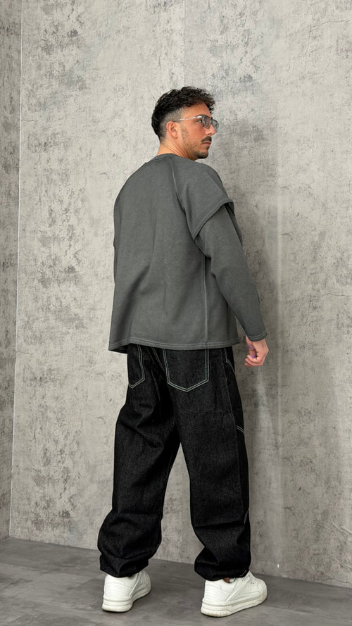 Jeans Black Balloon Stitch