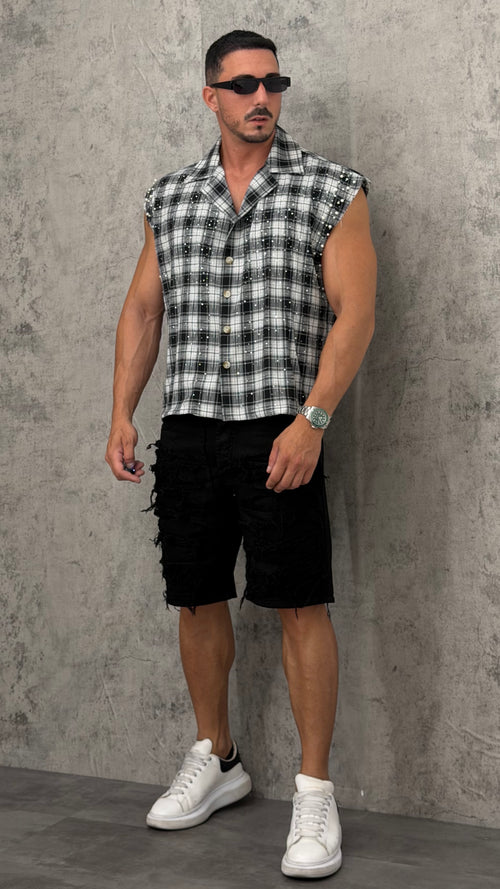 Camicia Smanicata Check Shine