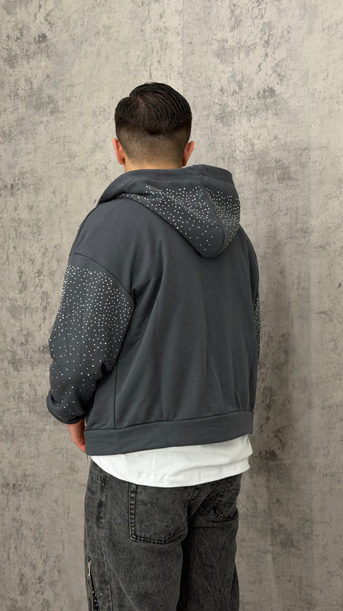 Felpa Glitter Hood Zip Primaverile