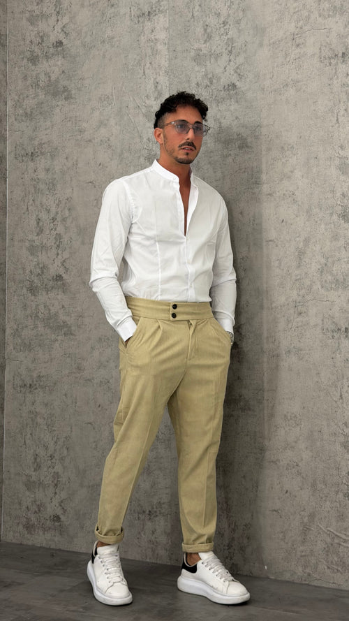 Pantaloni Side Button Velvet – Slim Fit