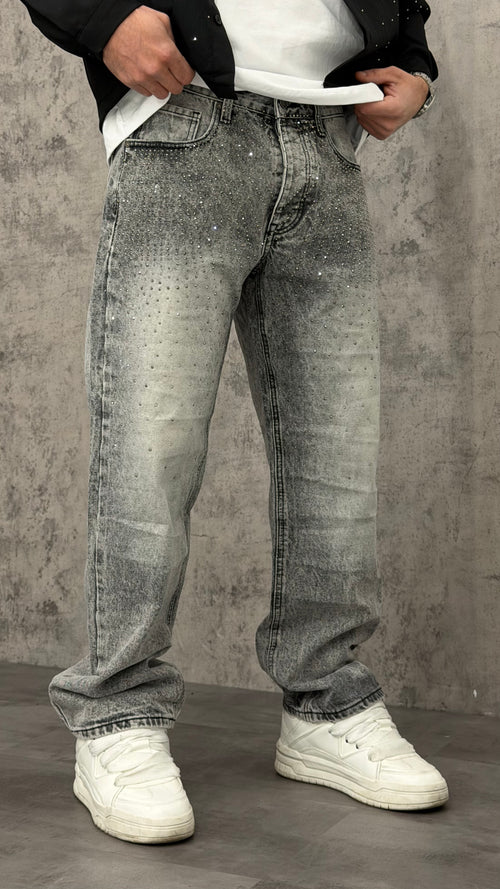 Jeans Baggy Shiny Front Grey