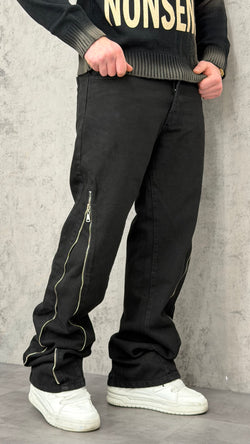 Jeans Baggy Zipped Black