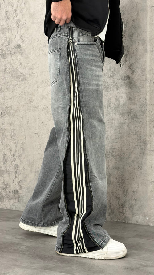 Jeans Baggy Zipped Stripe