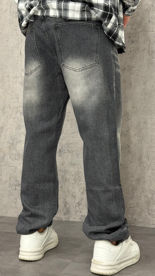 Jeans Baggy Black Shine Cross