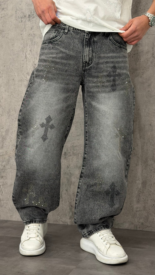 Jeans Balloon Black Shine Cross