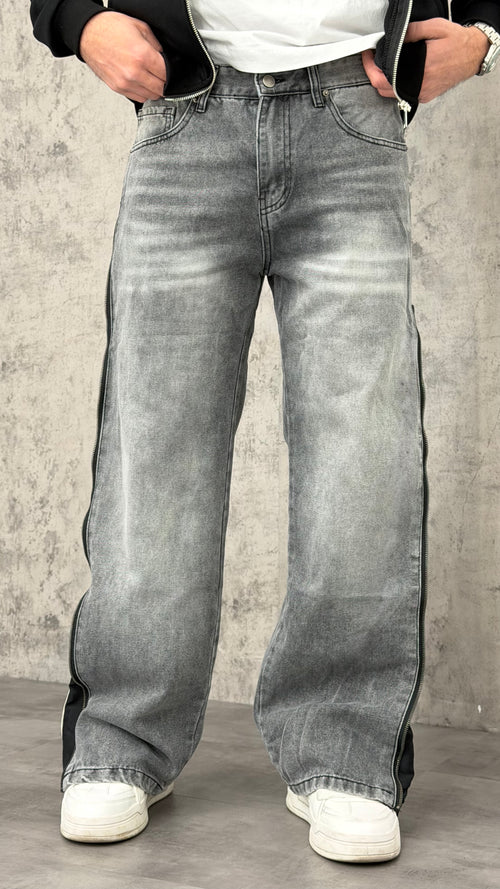 Jeans Baggy Zipped Stripe