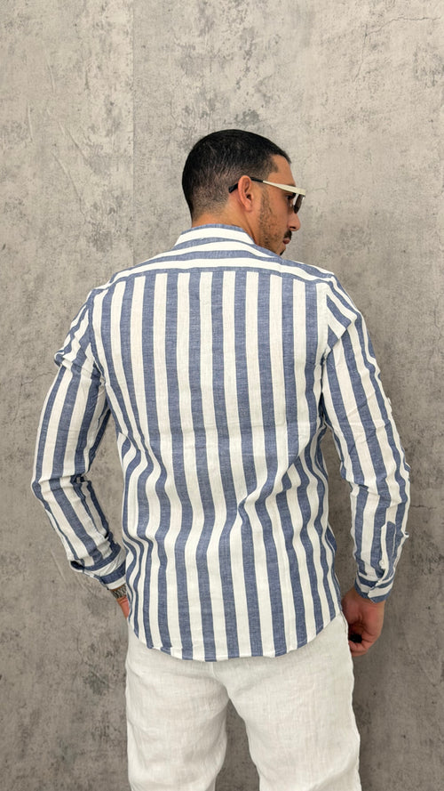 Camicia Lino Wide Lines Slim Fit