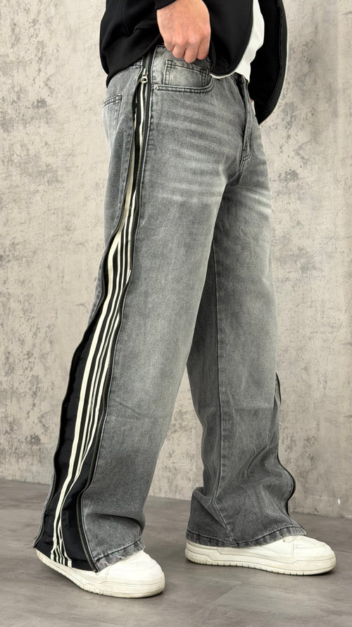 Jeans Baggy Zipped Stripe