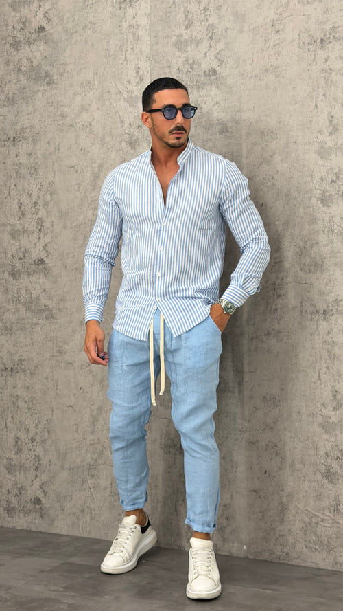 Camicia Lino Narrow Lines Slim Fit
