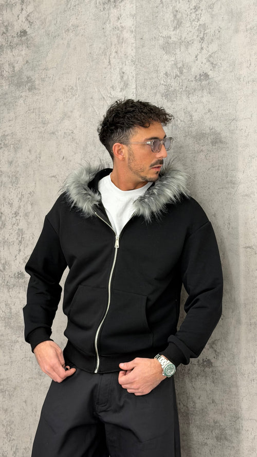 Felpa Zip Fur Hooded