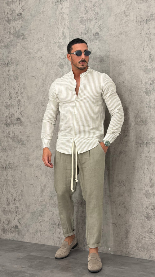 Camicia Lino Narrow Lines Slim Fit