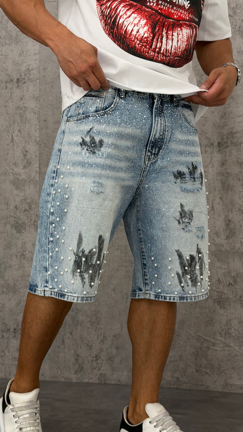 Pantaloncino Denim Worked Shine