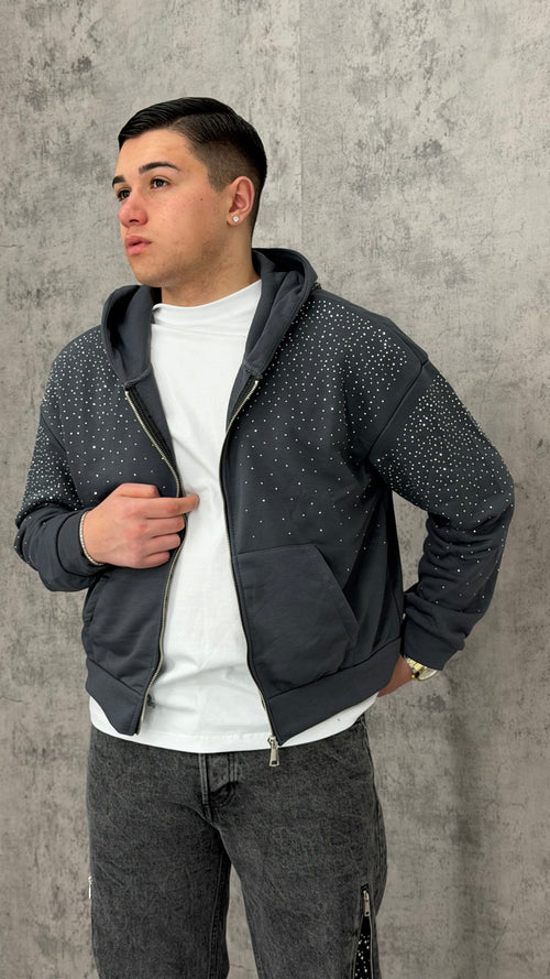 Felpa Glitter Hood Zip Primaverile