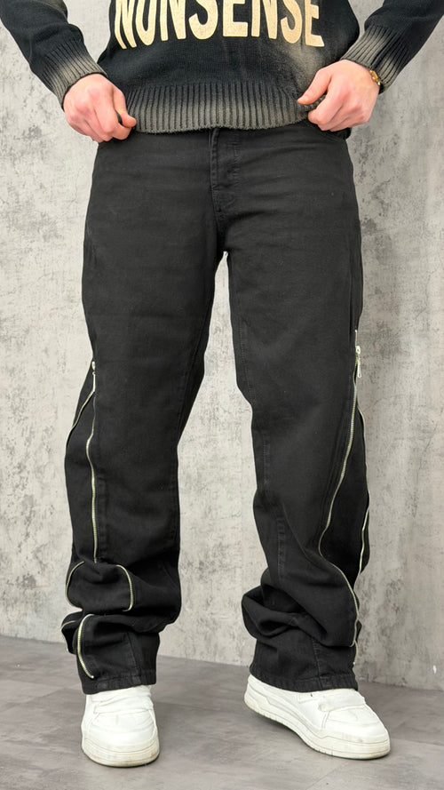 Jeans Baggy Zipped Black