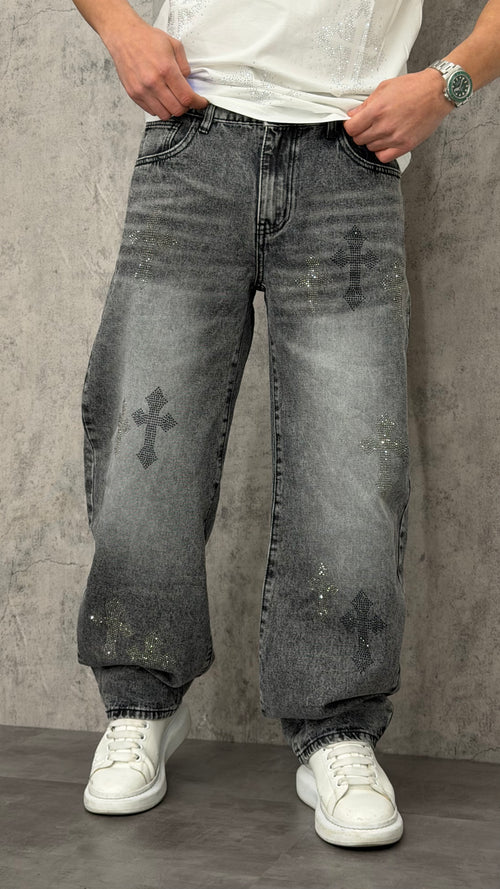 Jeans Balloon Black Shine Cross