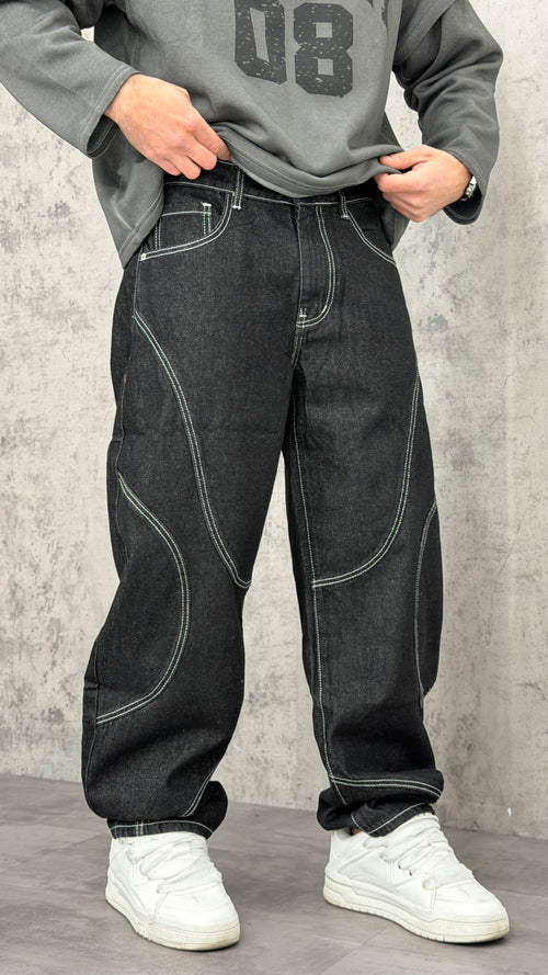 Jeans Black Balloon Stitch