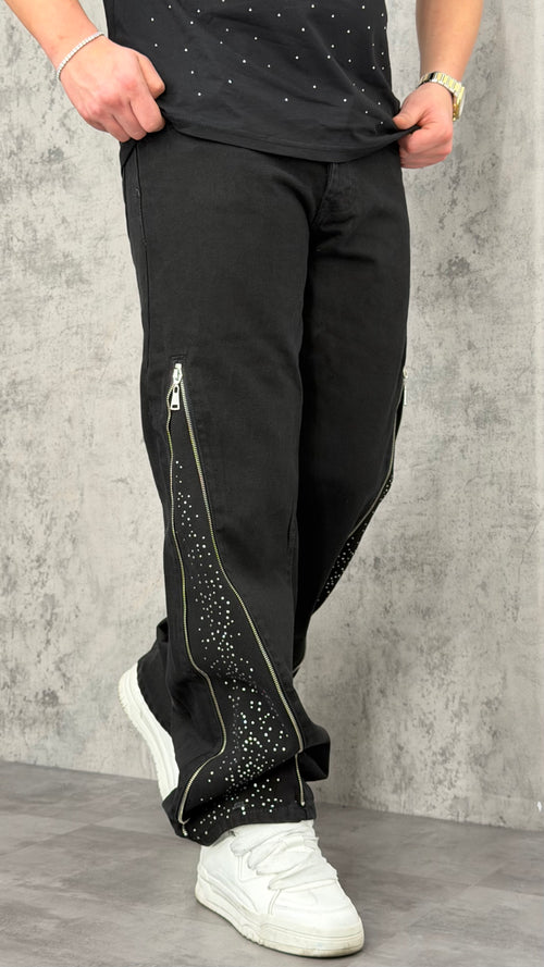 Jeans Baggy Black Sparkle Zip