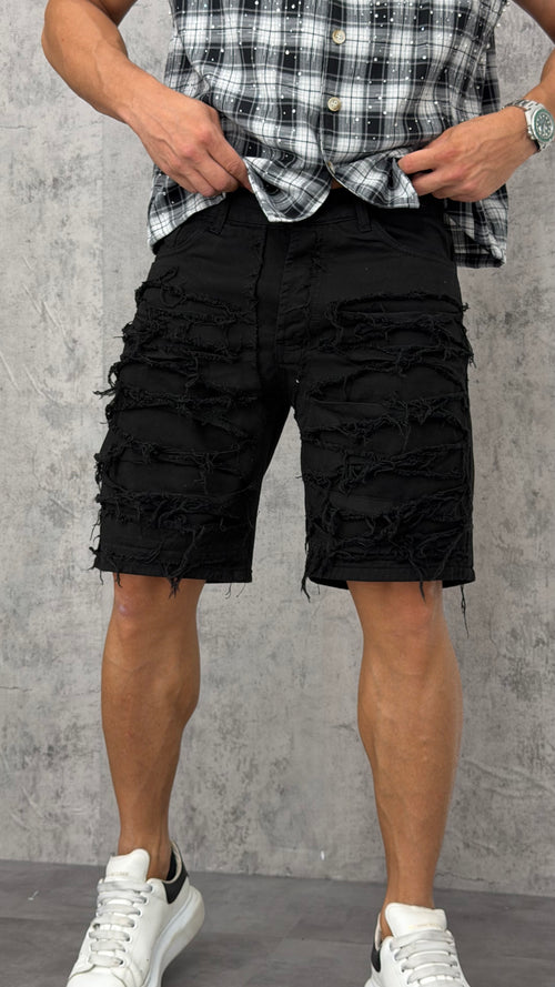 Pantaloncino Jeans Destroyed B&W