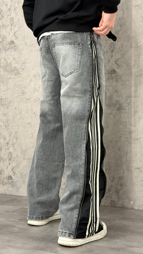 Jeans Baggy Zipped Stripe