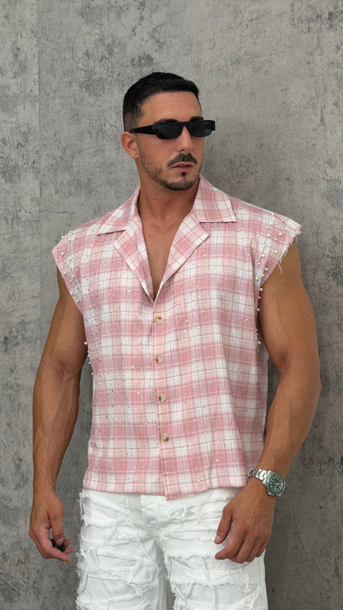 Camicia Smanicata Check Shine