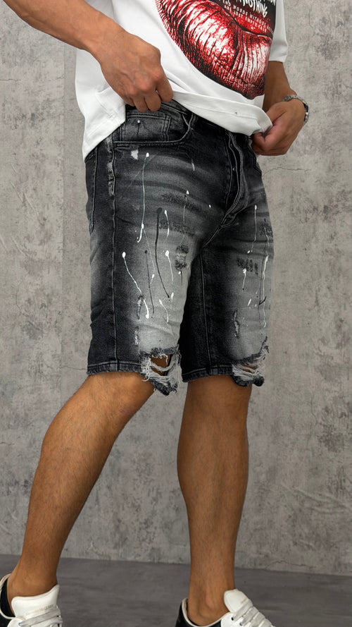 Pantaloncino Denim Black Paint