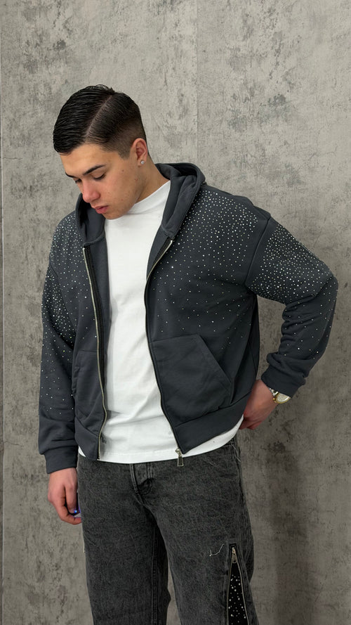 Felpa Glitter Hood Zip Primaverile