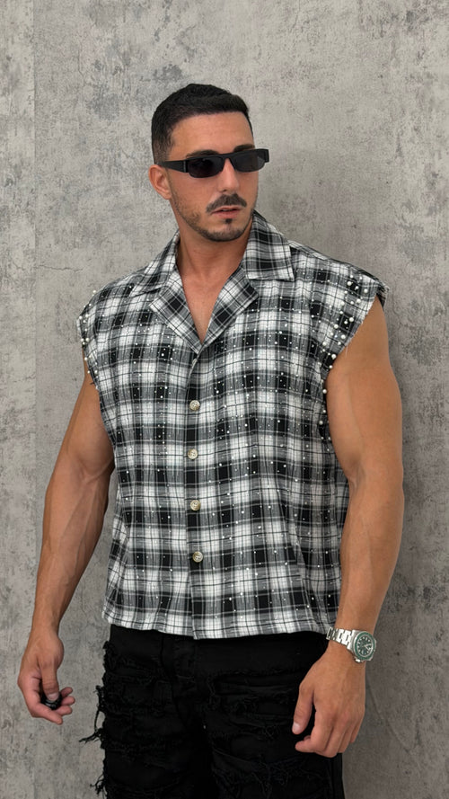 Camicia Smanicata Check Shine