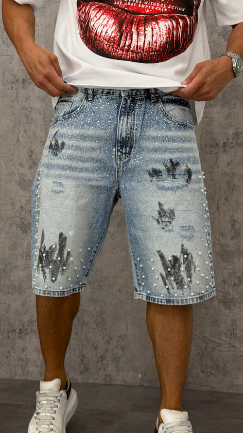 Pantaloncino Denim Worked Shine